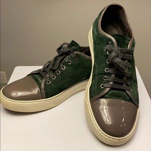 LANVIN PATENT TOE SNEAKERS GREEN/GREY SIZE 10